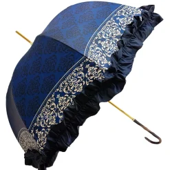 Il Marchesato Women's umbrella Studied with a Black & White Pattern on a Blue Canopy Hot