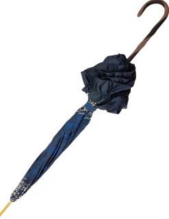 Il Marchesato Women's umbrella Studied with a Black & White Pattern on a Blue Canopy Hot