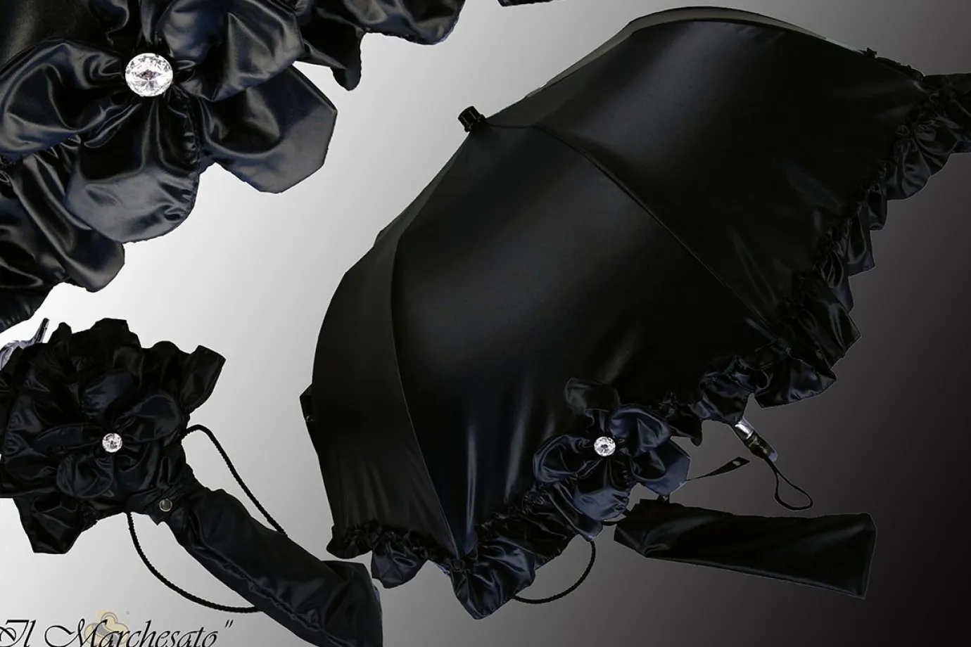Il Marchesato Wonderful Umbrella Pattern With Ruffles And Swarovski Stone Outlet