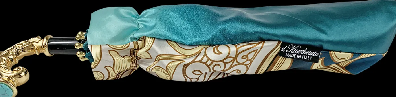 Il Marchesato Wonderful women's umbrella, finished in fine gradient turquoise New